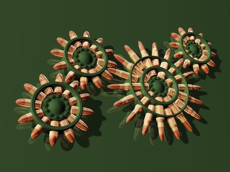 War machine using bullets as gear teeth