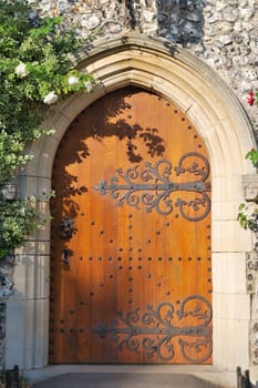 closed large church door