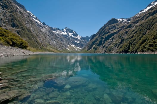 Mountain lake in the Southern Alps of New Zealand