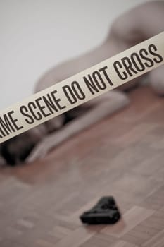 Crime scene - nude dead woman lying on the ground