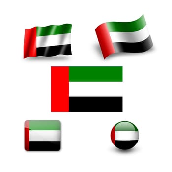 arabian emirates flag icon set