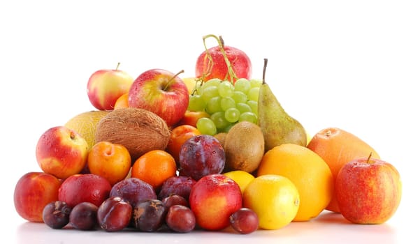Composition with variety of fruits isolated on white