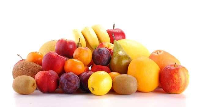 Composition with variety of fruits isolated on white