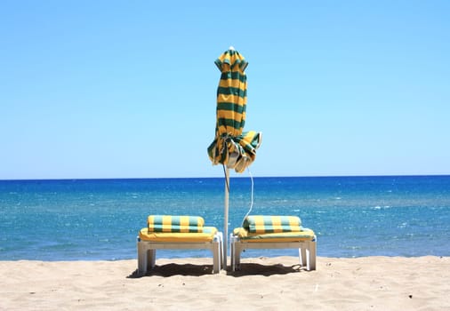 Beach chairs in Rhodes