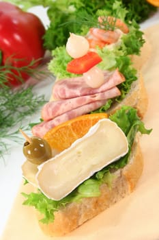 Various colorful canapés on a napkin