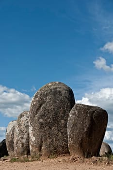 Menhirs in megalithic monument of Cromelech dos Almendres - Evora -Portugal