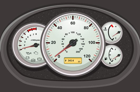 Car dashboard and dials.