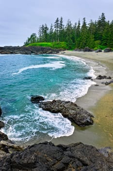 Rocky shore of  Pacific Rim National park, Canada