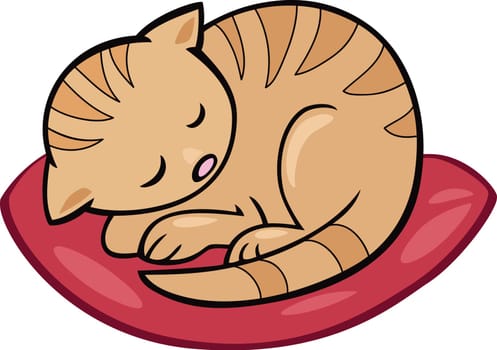 Cartoon illustration of sleeping kitten