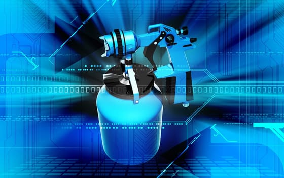 Digital illustration of nozzle spray gun in colour background