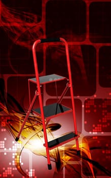 Digital illustration of ladder in colour background