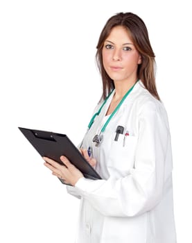 Attractive doctor isolated on a over white background
