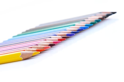Color pencils on a white background