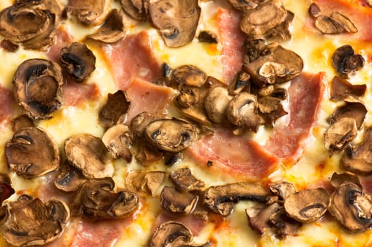 Detail of a mushroom pizza