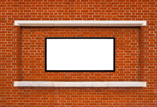 Brick wall with white framed copy space
