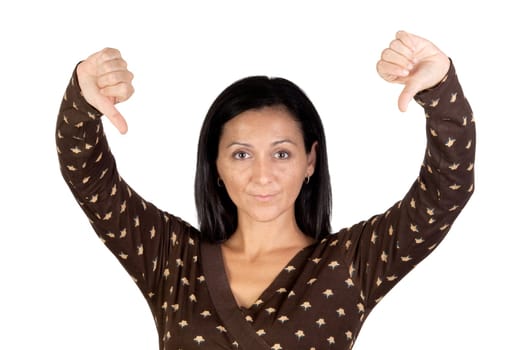 Attractive girl expressing negativity isolated on a white background