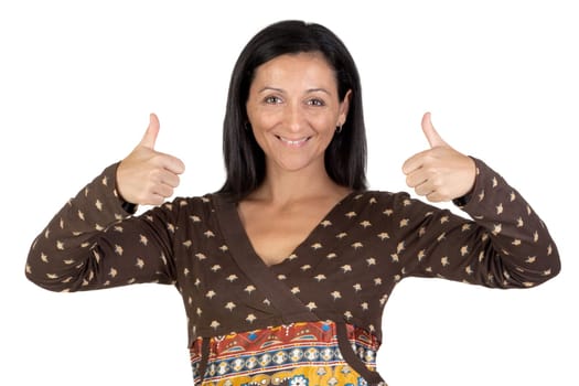 Attractive girl saying OK isolated on a white background