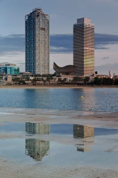 Overview of Barcelona Spain to Mananecer, Taken from the Barceloneta beach.