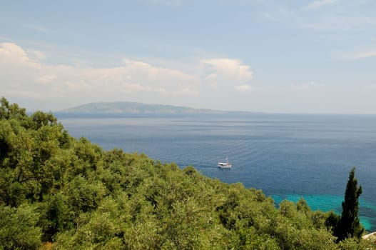 Corfu Island,Greece,view from the island of Corfu across the Mediterranean Sea to the Alb