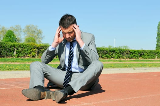 Portrait of a businessman loose racing