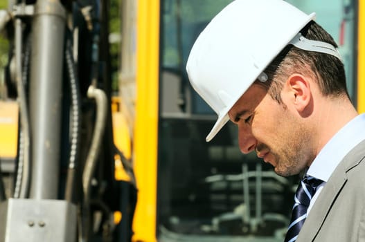 man wearing a helmet, manager, architect