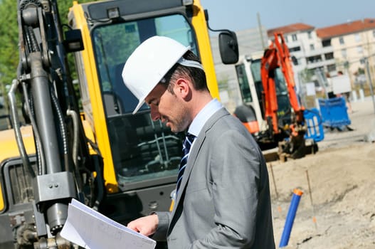 man wearing a helmet, manager, architect