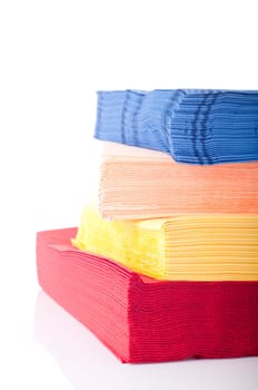 colorful row of napkins isolated on white background