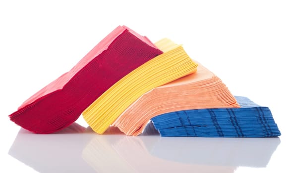 colorful row of napkins isolated on white background