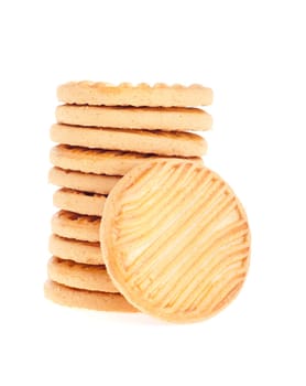 bunch of butter cookies isolated on white background