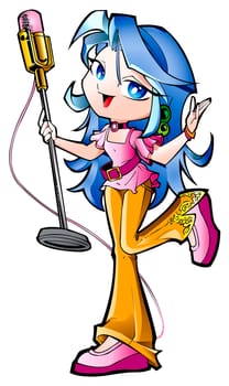 a digitally illustrated cute and colorful teen