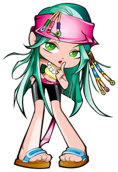 a digitally illustrated cute and colorful teen