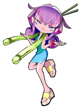 a digitally illustrated cute and colorful teen