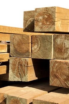 pile of pine wood logs isolated on white background (ready to import/export)