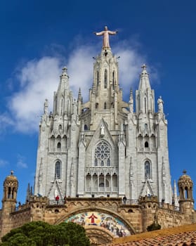 Catholic Church Temple de Sagrat Cor at Top of Tibidabo Mountain, Barcelona, Catalonia, Spain