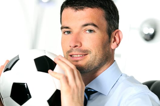 Business man with football