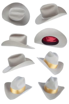 Beige Cowboy Hat Collection isolated on white background