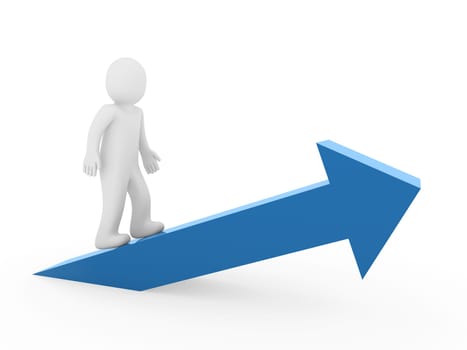 3d human man up arrow blue growth high