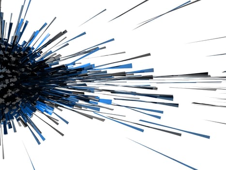 3d abstract explosion blue black cube light effect