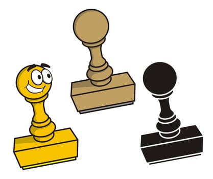 Rubber stamp in three styles