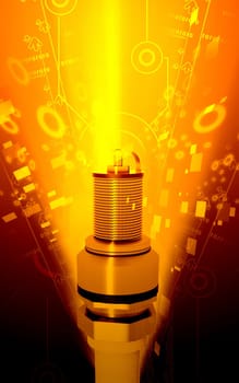 Digital illustration of Spark plug in colour background