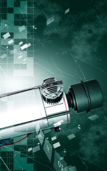 Digital illustration of air compressor in colour background
