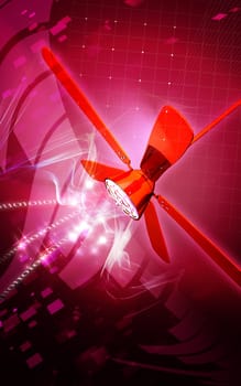 Digital illustration of ceiling fan in colour background