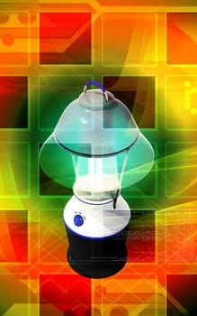 Digital illustration of a Rechargeable floured lantern in colour background