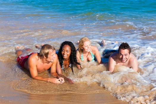 Friends on vacation at the beach