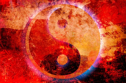 Yin and Yang - hand painted background grunge