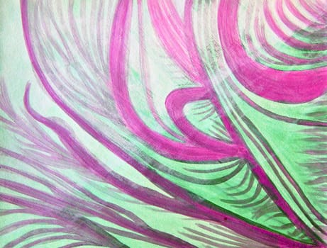 Abstract color painting of flowing, purple, green and white ocean coast waves that are gentle and calm. Meditative art with a healing feeling to recharge and renew. Serene and peaceful abstract background.