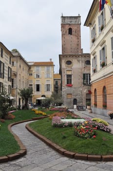View of the town of Albenga, Genoa, Italy