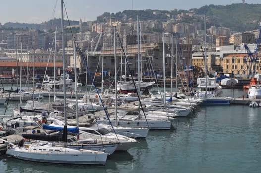 View of the Harbour in Genoa, Italy