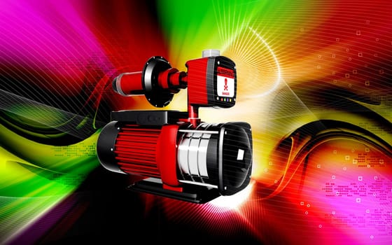 Digital illustration of pressure pump in colour background