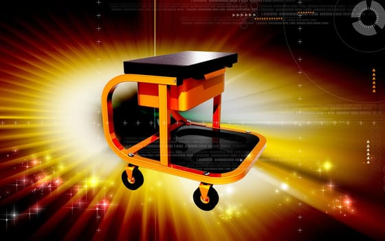 Digital illustration of Roller seat with drawer in colour background